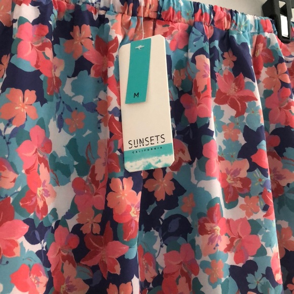 Sunsets Multi Flower Bed Pockets Seaside Skirt MED - Picture 6 of 8